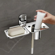 Plantex Dream Stainless Steel 2 in1 Soap Dish with Tumbler Holder/Soap Holder/Bathroom Accessories - Chrome