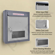 Plantex All-in-One Letter/Suggestion/Post/Donation Organizer for Office & Home Gate with Secure Lock - Pack of 10 (Grey), Wall Mounted