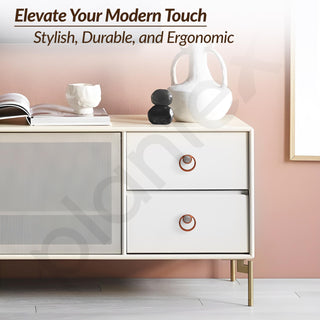 Plantex Drawer Knobs/Ring Drawer Kadi/Pull-Push Knobs for Kitchen/Bedroom Drawer - Pack of 3 (Rose Gold & Satin Black)