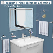 Plantex 304 Grade Stainless Steel Bathroom Accessories Set of 5 - Towel Rod/Hand Napkin Hanger for Wash Basin/Soap Case/Toothbrush Holder/Robe Hook - Niko (Chrome)