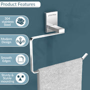 Plantex 304 Grade Stainless Steel Towel Ring for Bathroom/Napkin Hanger for Washbasin/Napkin Holder/Bathroom Accessories - iris (Chrome)