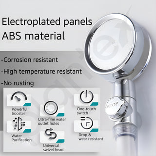 Plantex Hand Shower for Bathroom/ABS Turbo Fan Supercharged Handheld Shower/360° Rotatable High-Pressure Rain Shower (Chrome)