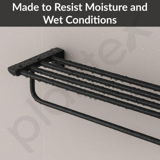 Plantex Space Aluminium Towel Holder in Bathroom/Towel Rod/Bathroom Towel Holder/Bathroom Accessories - Black (24 Inch)