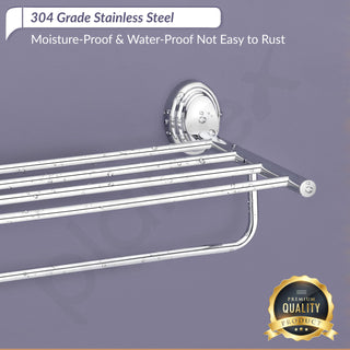 Plantex 304 Grade Stainless Steel Towel Rack for Bathroom/Towel Stand/Hanger/Bathroom Accessories - Cubic (18 inch-Chrome)