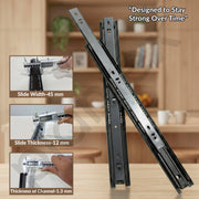 Plantex Drawer Channel/Regular Close Ball Bearing Slider Drawer Channel for Home, Kitchen & Wardrobe/Telescopic Channel for Drawer/For Wooden & Metals Drawers (20-Inch,Black) 1 Pair
