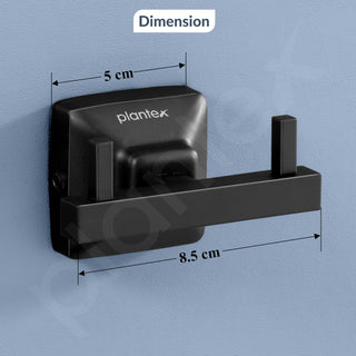Plantex 304 Grade Stainless Steel Robe Hook/Cloth-Towel Hanger/Door Hanger/Hook/Bathroom Accessories - Squaro (Black)
