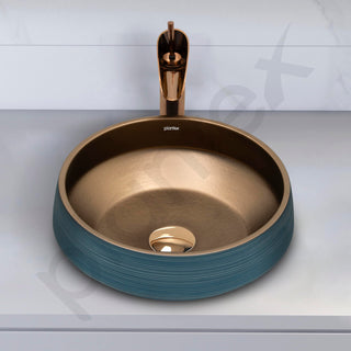 Plantex Ceramic Round Washbasin for Bathroom/Designer Tabletop Wah Basin/Counter Top Basin/Vessel Sink for Hotel/Restaurant/Living Room(NC-642,16 x 16 x 6.5 Inch)