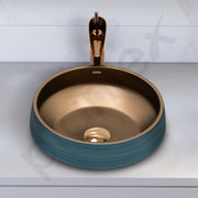 Plantex Ceramic Round Washbasin for Bathroom/Designer Tabletop Wah Basin/Counter Top Basin/Vessel Sink for Hotel/Restaurant/Living Room(NC-642,16 x 16 x 6.5 Inch)
