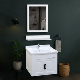 Plantex Wash Basin with Cabinet/Unbreakable Bathroom Vanity Cabinet & Washbasin Set/Basin Cabinet for Bathroom with Mirror (White)