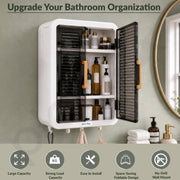 Plantex Wall Mount Bathroom Storage Cabinet/Self Adhesive Plastic Organizer for Skincare/Makeup/Toiletries/Multipurpose Storage Cabinet for Kitchen- Pack of 2(White, 32x40.5x13 cm)