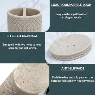 Plantex Resin Bathroom Accessories Set/Soap Holder for Bathroom/Toothbrush Holder/Tumbler Holder/Liquid Soap Dispenser -4 Piece (Beige)