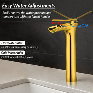 Plantex Single Lever Pillar tap for Wash Basin/Pure Brass Hot & Cold Basin Mixer Basin TapMixer Tap for Bathroom - Pack of 1 (Gold)