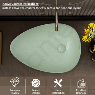 Plantex Ceramic Wash Basin/Designer Basin/Tabletop Wash Basin/Basin for Bathroom/Home/Office- (Tea Green - 22 x 15.5 x 5 Inch)