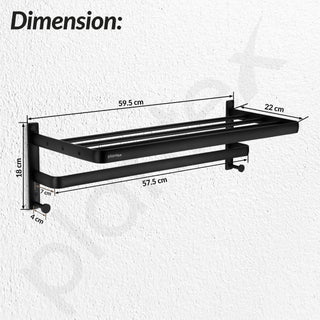 Plantex Towel Hanger for Bathroom/24 Inch Towel Rack/Bathroom Hanger for Clothes/Towel Holder/Bathroom Accessories -Pack of 1 (1509, Black)