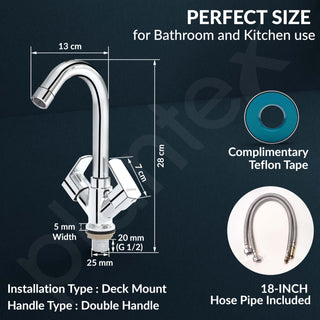 Plantex Brass Spindle Wash Basin Tap with Water Saving Aerator/Basin Mixer for Bathroom/Sink Tap for Kitchen Basin -(Saga-Chrome)