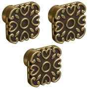 Plantex Knobs for Drawer/Square Drawer Knobs/Knobs for Cabinets/Pull-Push Knobs for Kitchen/Bedroom Drawer - Pack of 3 (DTK-299, Brass Antique)