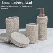 Plantex Resin Bathroom Accessories Set/Soap Holder for Bathroom/Toothbrush Holder/Tumbler Holder/Liquid Soap Dispenser  -4 Piece (Beige)