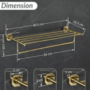 Plantex 304 Grade Stainless Steel Towel Rack for Bathroom/Towel Stand with Hook/Hanger for Cloth/Bathroom Accessories - Nipron (24Inch - Brass Antique)