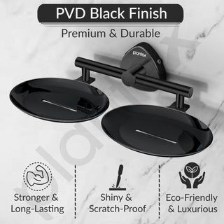 Plantex J4 Stainless Steel Double Soap Dish for Bathroom/Soap Holder for Bathroom/Wall Mounted Soap Holder/Bathroom Accessories (PVD Black Finish) Angel