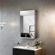 Plantex Premium 304 Stainless Steel Bathroom Mirror Cabinet with Lower Shelf/Bathroom Organiser/Bathroom Mirror with Storage/Bathroom Shelf with Mirror/Bathroom Accessories (20x32 Inch-Chrome)