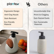 Plantex Ceramic Soap Dispenser with Scruber/Sink Dish Washing Liquid Soap Dispenser for Wash Basin - Bathroom Accessories - (Beige and Black)