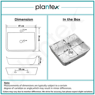 Plantex Wall mount Wash Basin for Bathroom/Designer Ceramic Basin/Rectangle Countertop Wash Basin/Home/Office (17 x 14 x 5 Inch)