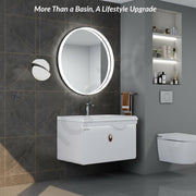 Plantex Unbrekable Plywood Vanity Set for Bathroom/Wall Mount Wash Basin with Cabinet Full Set/Bathroom Organizer with Mirror, Coupling & Cabinet Motion Sensor Light (NZBC - 38)