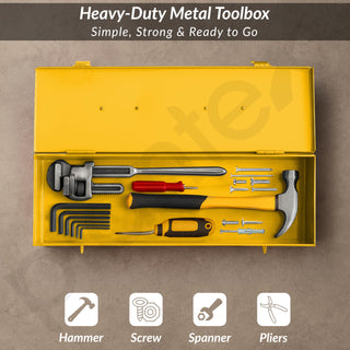 Plantex 12-inch Metal Tool Box for Tools/Tool Box Empty for Home Use/Compact Tools Box (Yellow) 31 X 11 X 10.5 cm