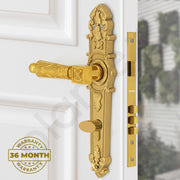 Plantex Main Door Lock Handle Set/6-Lever Lock Mechanism with 3 Years of Warranty/Mortise Door Lock with 3 Keys, Brass Lockbody & Cylinder(657- Gold)