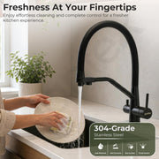 Plantex Flexible Tap for Kitchen Sink/Pure Brass Dual Flow Pull Out Sink Mixer Tap Hot and Cold/Movable/Rotable Water Mixer Faucet - (7904, Black)