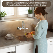 Plantex Mixer Tap for Kitchen Sink with 360Â° Swivel Spout/Sink Mixer Tap Hot and Cold with Teflon Tape & Wall Flange/Bathroom Accessories - (Star, Chrome)