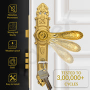Plantex Heavy-Duty Door Lock Set -Main Door Lock Handle Set/6-Lever Lock Mechanism with 3 Years of Warranty/Mortise Lock with 3 Keys, Brass Lock Body & Cylinder(658- Gold)