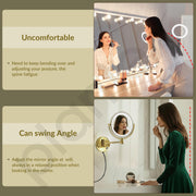 Plantex Brass and 304 Stainless-Steel Magnifying Mirror with LED/Wall Mount Makeup Mirror with Light/Zoom Mirror- 5x/1x Magnification (8 Inch-Gold)