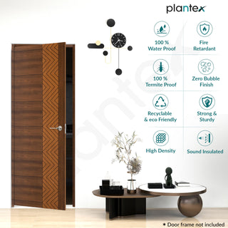 Plantex Wpc Doors For Bathroom (30 mm - Thickness)/Waterproof Bathroom Door/2.25X6.75 Feet Wooden Finished Door For Home/Balcony/Office/Kitchen, Density-600 (27X81 inch, 22 Kg- Ember Pattern), Brown