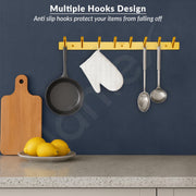 Plantex Wall Hooks for Hanging Cloth/Stainless Steel Towel Hangers/Bathroom Robe Hooks/Door Hangers/Square Wall Hook/Hook Rail for Hanging Keys - 8 Hooks (Pack of 2, PVD Gold)