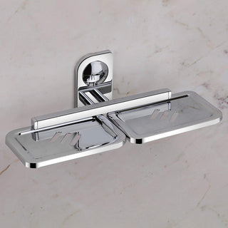Plantex Dream Stainless Steel Double Soap Dish Stand for Bathroom & Kitchen/Soap Dish/Bathroom Accessories - Wall Mounted - Chrome (Pack of 1)