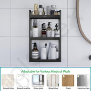 Plantex 3 Tier Self Adhesive Bathroom Shelf/Multipurpose Bathroom Countertop Storage Shelf/Metal Standing Spice Rack Storage Organizer for Kitchen(Black, Powder Coated)