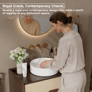 Plantex Ceramic Table Top Wash Basin For Bathroom/Table Top Washbasin with 10 Years Glaze Warranty by Plantex/Round Countertop Vessel Sink Basin For Home/Office/Hotel (14.5 X 14.5 X 5Inch-RUBY-White)