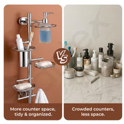 Plantex J4 Stainless Steel 5in1 Bathroom Set/Soap Holder for Bathroom Wall/Soap Dispenser Set /ToothBrush Holder/Robe Hook for Bathroom/Bathroom Accessories- Pack of 1 (Chrome)