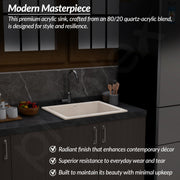 Plantex Quartz Acrylic Kitchen Sink/Undermount Sink for Kitchen with 10 Years Warranty by Plantex/Granite Single Bowl Kitchen Sinks with Coupling (Ultra Brun 16x18 Inches)