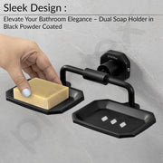 Plantex 304 Grade Stainless Steel Soap Holder for Bathroom/Double Soap Dish/Soap Stand for Kitchen Sink/Bathroom Accessories- Nipron (Black)