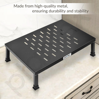 Plantex GI Steel Microwave Oven Stand for Kitchen Platform/Microwave Rack Shelf Organizer for Countertop/Heavy-Duty Metal OTG Rack - Black