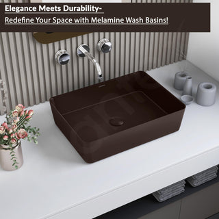 Plantex Wash Basin for Bathroom/Melamine Table Top Washbasin/Countertop Basin (Brown, 18 x 13 x 4.5 Inch)