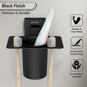 Plantex Tumbler Holder for Bathroom/Stainless Steel Toothpaste Holder/Toothbrush Holder/Bathroom Accessories - Pack of 1 (Black)
