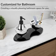 Plantex Liquid Soap Dispenser with Tumbler Holder for Bathroom/Stainless Steel and Acrylic 2 in 1 Shampoo Dispenser with Toothpaste Holder/Bathroom Accessories - Pack of 1 (Chrome & Black)