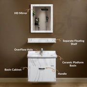 Plantex Unbreakable Bathroom Vanity Cabinet & Washbasin Set/Washbasin with Cabinet/Basin Cabinet for Bathroom with Mirror (White)