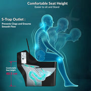 Plantex Imported Platinum Ceramic Western Commode/Western Toilet/Rimless Siphonic One Piece Commode with Soft Close Toilet Seat Cover - S Trap Outlet (Black)