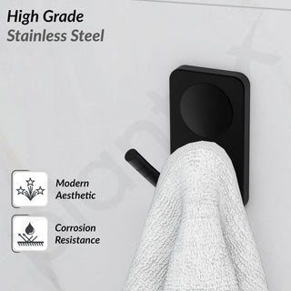 Plantex Robe Hook/Hanging Hooks for Bathroom/Wall Hooks for Hanging Clothes/Hooks for Wall/Bathroom Accessories - Pack of 1 (Black, 574)