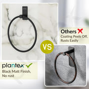 Plantex Self-Adhesive Towel Holder in Bathroom/Stainless Steel Towel Ring for Wash Basin/Round Towel Hanger for Wall- Pack of 1 (APS - 5000, Black)