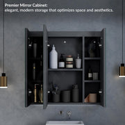Plantex 304 Stainless Steel Bathroom Organizer with Defogger,Bluetooth & Digital Display/Bathroom Cabinet Storage/Triple Door LED Mirror Cabinet for Wall(32x32 Inch, Chrome)